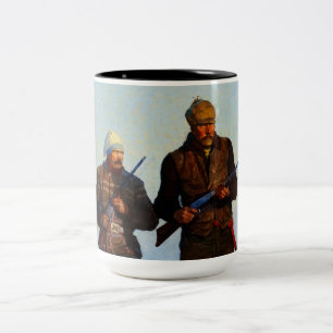 Caneca De Café Em Dois Tons Deer Hunters por Newell Convers Wyeth