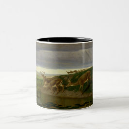 Caneca De Café Em Dois Tons Deer on the Prairie (por William Holbrook Beard)