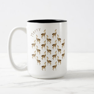 Caneca De Café Em Dois Tons Deer Pattern Dourado Glitter, Natal