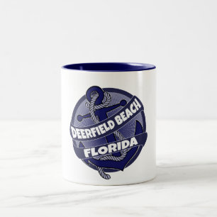 Caneca De Café Em Dois Tons Deerfield Beach, âncora da Flórida, leva uma canec