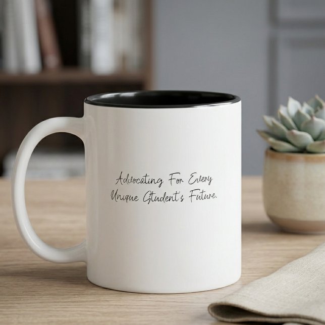 Caneca De Café Em Dois Tons Defendendo o Futuro de Cada Aluno Único (Criador carregado)