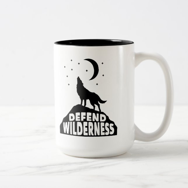 Caneca De Café Em Dois Tons Defender Wilderness Wolf Moon (Direita)