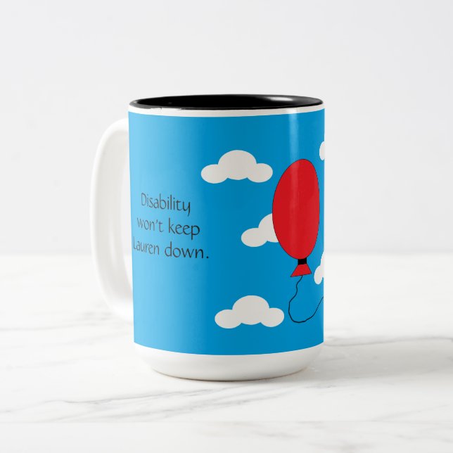 Caneca De Café Em Dois Tons Deficiência e confiança: Azul (Frente Esquerda)