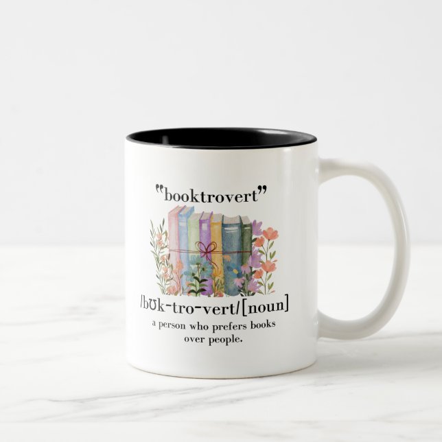 Caneca De Café Em Dois Tons Definição "Booktrovert" (Direita)
