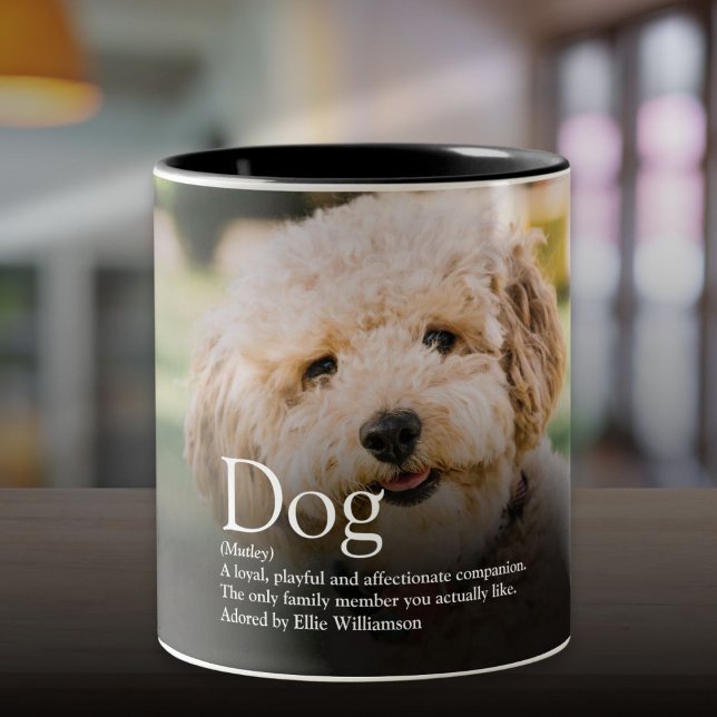 Caneca De Café Em Dois Tons Definição de Cachorro com Foto Personalizada (Personalized Photo Dog Definition Two-Tone Coffee Mug)