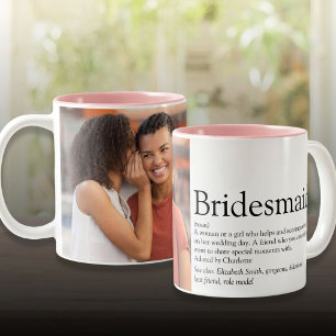 Caneca De Café Em Dois Tons Definição de Dama de Honra Foto Lembrança de Casam