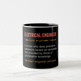 Caneca De Café Em Dois Tons Definição de Engenheiro elétrico engraçado