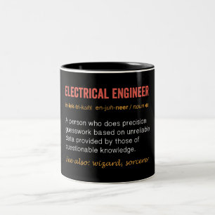 Caneca De Café Em Dois Tons Definição de Engenheiro elétrico engraçado