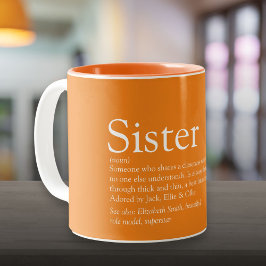 Caneca De Café Em Dois Tons Definição de Irmã Mais Incrível do Mundo Laranja