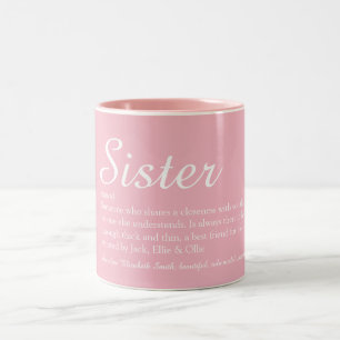 Caneca De Café Em Dois Tons Definição de Irmã Rosa Feminina Elegante e Legal