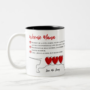 Caneca De Café Em Dois Tons Definição de Mãe de Dachshund Doxie Personalizado