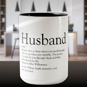 Caneca De Café Em Dois Tons Definição de Marido Dizer Moderno Legal