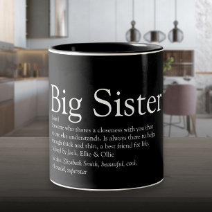 Caneca De Café Em Dois Tons Definição de Melhor Irmã do Mundo Preto e Branco D