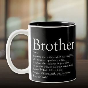Caneca De Café Em Dois Tons Definição de Melhor Irmão do Mundo Diversão Preto