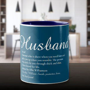 Caneca De Café Em Dois Tons Definição de Melhor Marido do Mundo Azul