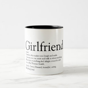 Caneca De Café Em Dois Tons Definição de Namorada Preto e Branco Divertido