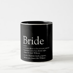 Caneca De Café Em Dois Tons Definição de Noiva, Chá de Noiva, Casamento