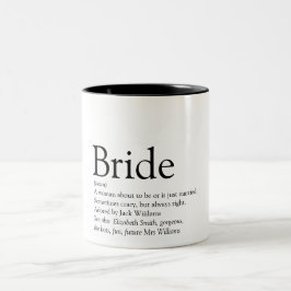 Caneca De Café Em Dois Tons Definição de Noiva, Chá de Noiva, Casamento