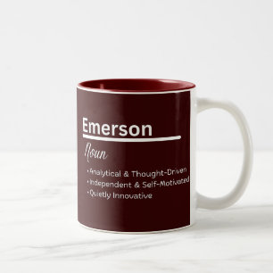 Caneca De Café Em Dois Tons Definição de Nome de Menina Emerson Personalizada