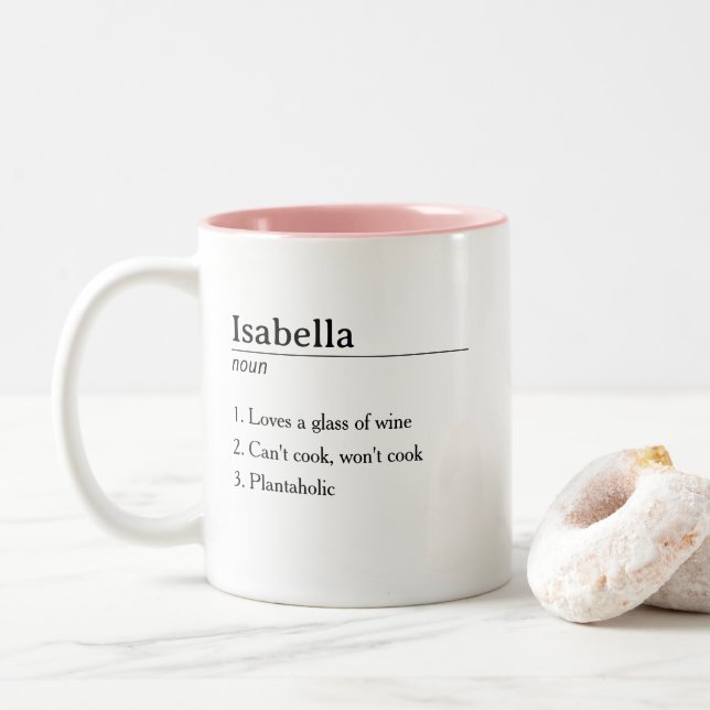 Caneca De Café Em Dois Tons Definição de Nome Personalizada Divertida e Fofa (Com Donut)