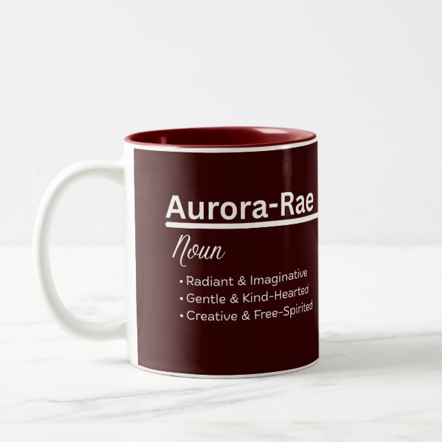 Caneca De Café Em Dois Tons Definição de Nome Personalizado Aurora-Rae Menina (Esquerda)