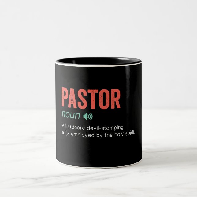 Caneca De Café Em Dois Tons Definição de Pastor Engraçado (Centro)