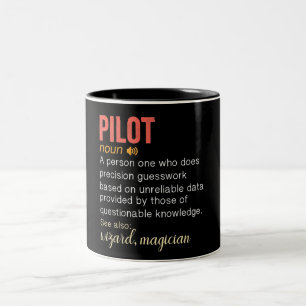 Caneca De Café Em Dois Tons Definição de Piloto Engraçado