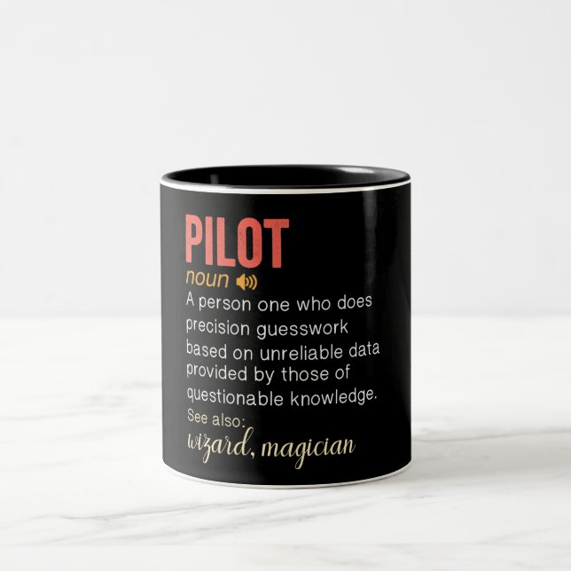 Caneca De Café Em Dois Tons Definição de Piloto Engraçado (Centro)
