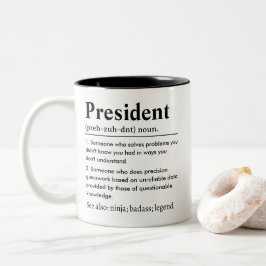 Caneca De Café Em Dois Tons Definição de Presidente Engraçado