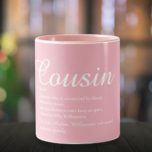 Caneca De Café Em Dois Tons Definição de Prima Divertida Letra Elegante Rosa F