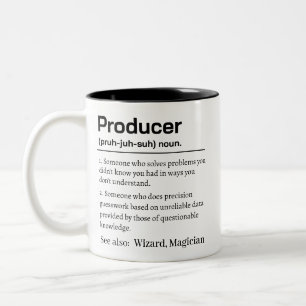 Caneca De Café Em Dois Tons Definição de Produtor Engraçado Humor Título de Tr