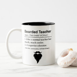 Caneca De Café Em Dois Tons Definição de Professor Barbudo Engraçado