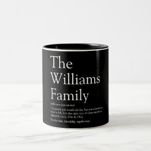 Caneca De Café Em Dois Tons Definição de Sobrenome de Família Personalizada Mo