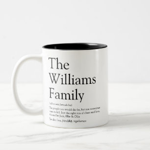 Caneca De Café Em Dois Tons Definição de Sobrenome Diversão Preto e Branco