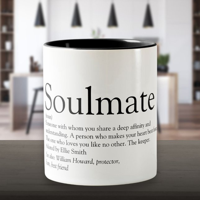 Caneca De Café Em Dois Tons Definição de Soulmate Personalizada (Personalized Soulmate Definition Two-Tone Coffee Mug)