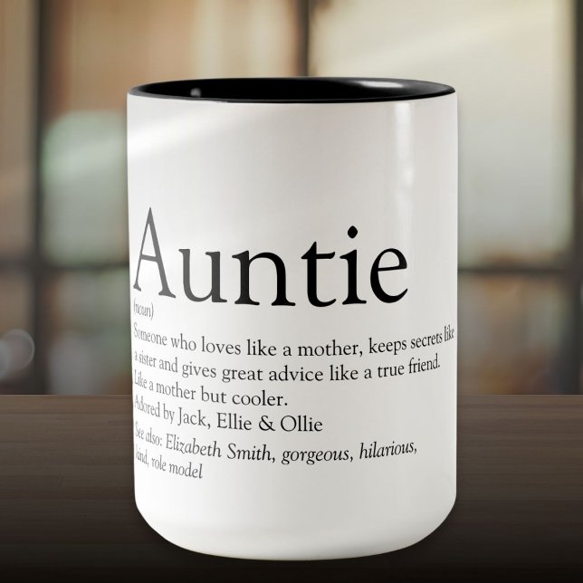 Caneca De Café Em Dois Tons Definição de tia favorita (Aunt Auntie Definition Quote Modern Two-Tone Coffee Mug)