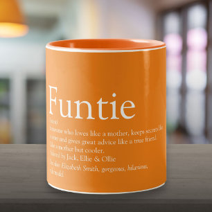 Caneca De Café Em Dois Tons Definição de Tia Funtie Tia Personalizada Laranja