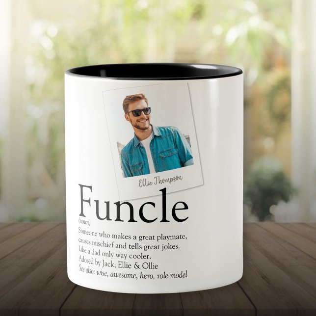 Caneca De Café Em Dois Tons Definição de Tio Funcle Foto (Funcle Uncle Definition Photo Two-Tone Coffee Mug)