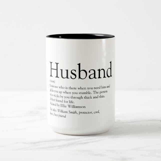 Caneca De Café Em Dois Tons Definição do marido dizendo moderno Legal (Centro)