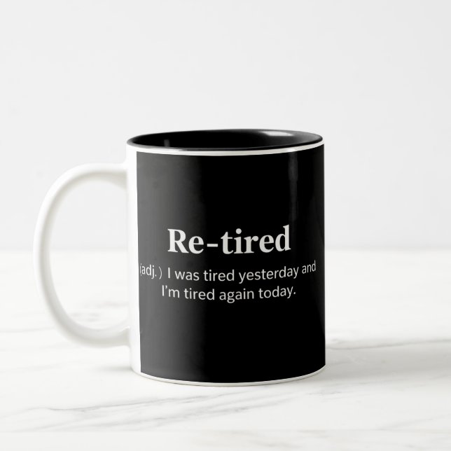 Caneca De Café Em Dois Tons Definição Engraçada de Aposentado Piada Sarcástica (Esquerda)