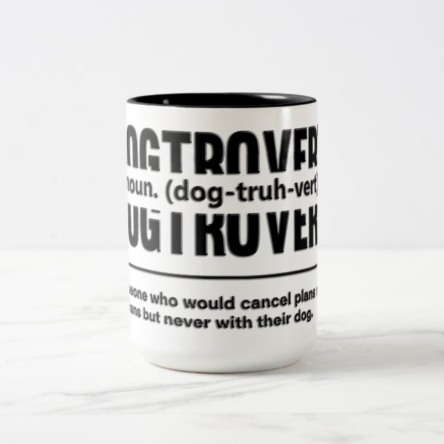 Caneca De Café Em Dois Tons Definição Engraçada de Dogtrovert (Centro)