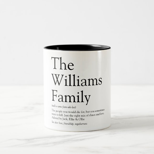 Caneca De Café Em Dois Tons Definição personalizada da sua família (Centro)