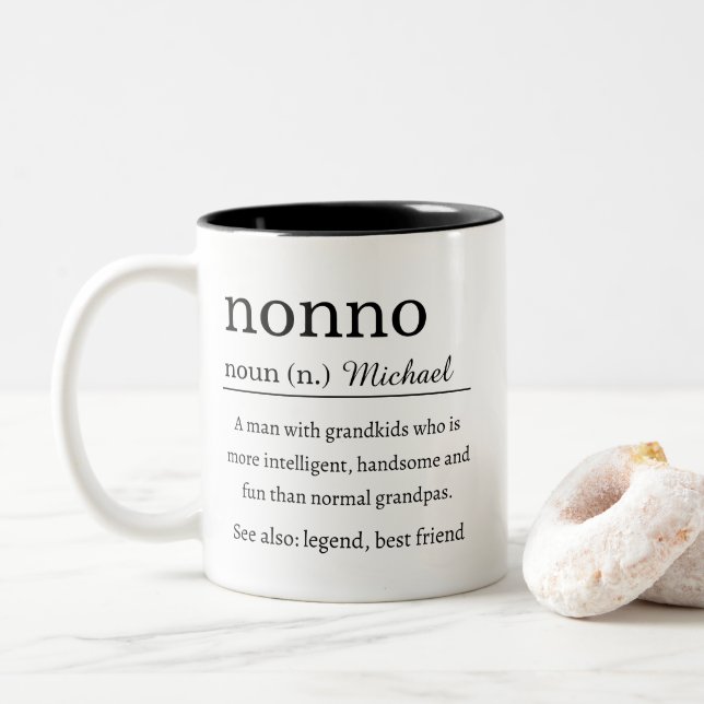 Caneca De Café Em Dois Tons Definição Personalizada de Nonno (Com Donut)