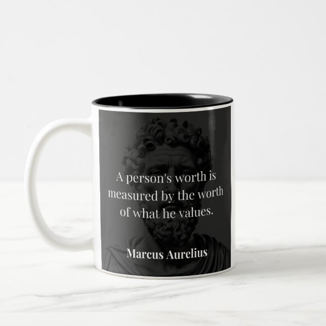 Caneca De Café Em Dois Tons Definindo Valor: Marcus Aurelius em Valores (Esquerda)