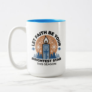 Caneca De Café Em Dois Tons Deixe a fé brilhar: tema do inverno
