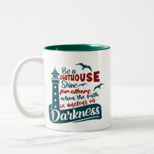 Caneca De Café Em Dois Tons Deixe a sua luz brilhar com aspas positivas