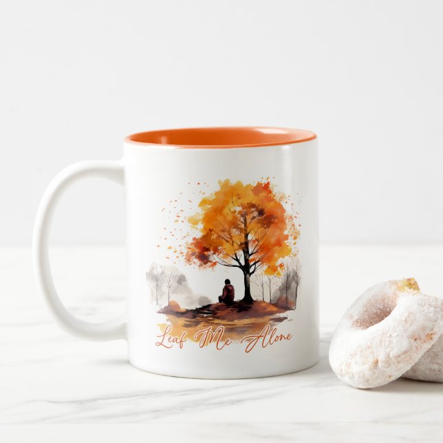 Caneca De Café Em Dois Tons Deixe-me sozinho Outono  (Com Donut)