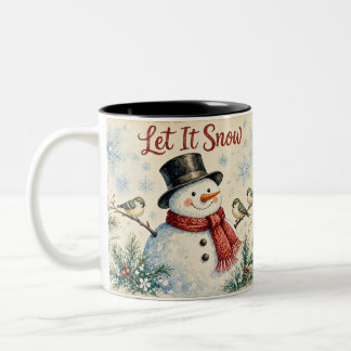 Caneca De Café Em Dois Tons Deixe Nevar Desenho de Natal de Boneco de Neve Fof