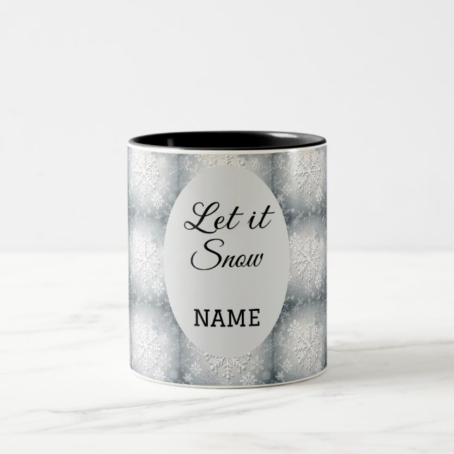 Caneca De Café Em Dois Tons Deixe Nevar: Inverno Personalizado  (Centro)