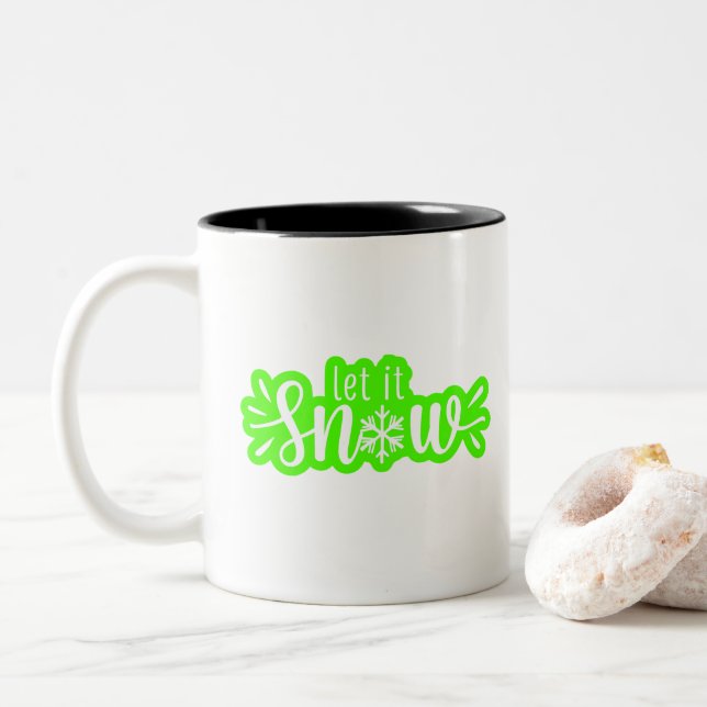 Caneca De Café Em Dois Tons Deixe-o nevar Design de arte digital (Com Donut)